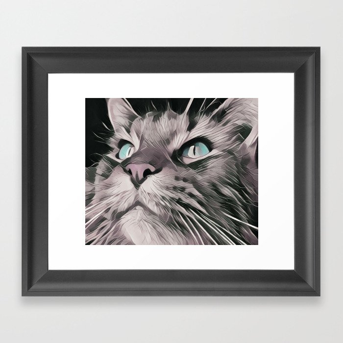 dream cat, chat, fantastic, magic, action Framed Art Print