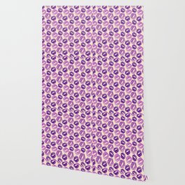 Pattern Lips in Purple Lipstick Wallpaper