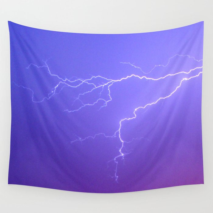 Purple Sky and White Lightening Wall Tapestry