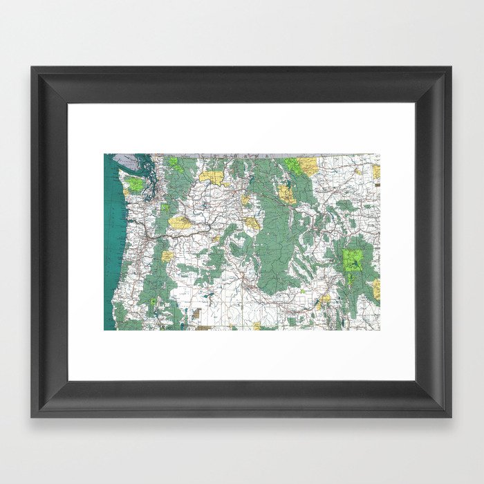 Pacific Northwest Map Framed Art Print
