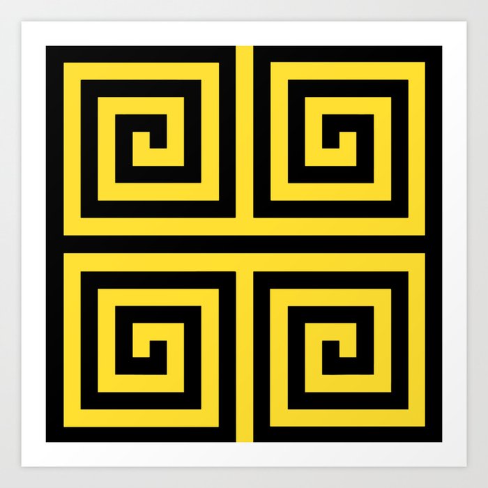 Graphic Grid 4 Swirl Abstract Design Black And Yellow Series 3