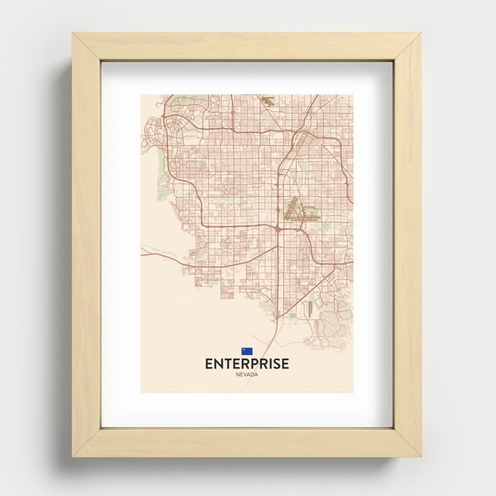 Enterprise, Nevada, United States - Vintage City Map Recessed Framed Print