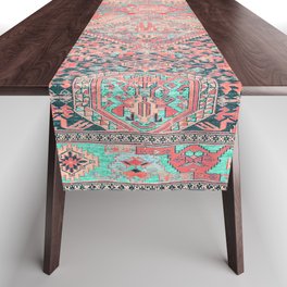 Blush Pink and Aqua Blue Antique Persian Rug Vintage Oriental Carpet Print Table Runner