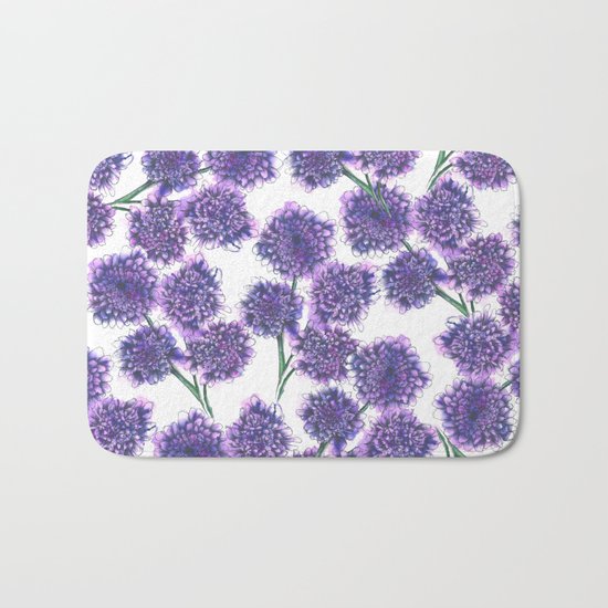 Butterfly Blue Floral Pattern Bath Mat