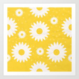Yellow Vintage Flowers Art Print