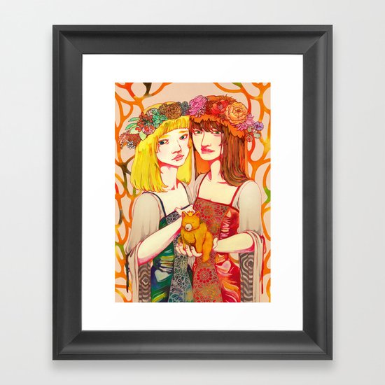 Snow White and Rose Red Framed Art Print