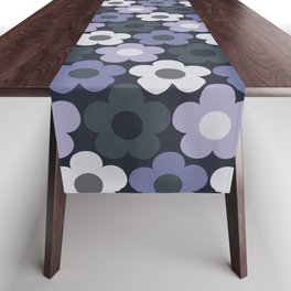 Monochromatic retro floral pattern Table Runner