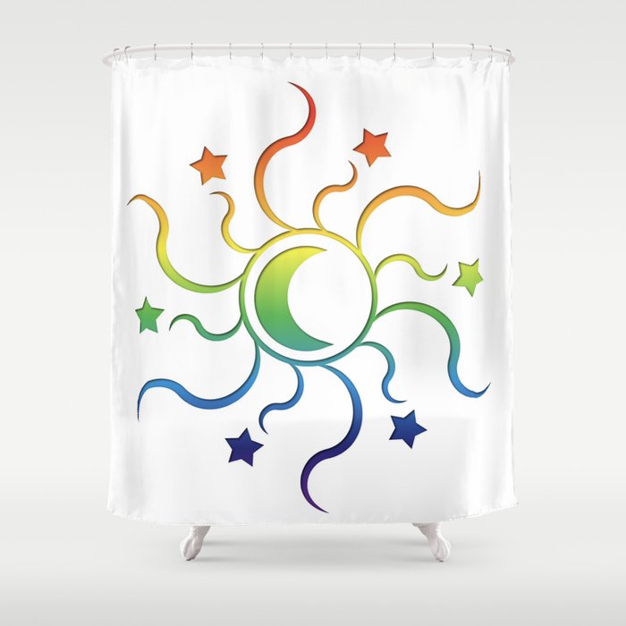 Sun, moon, stars and rainbow Shower Curtain