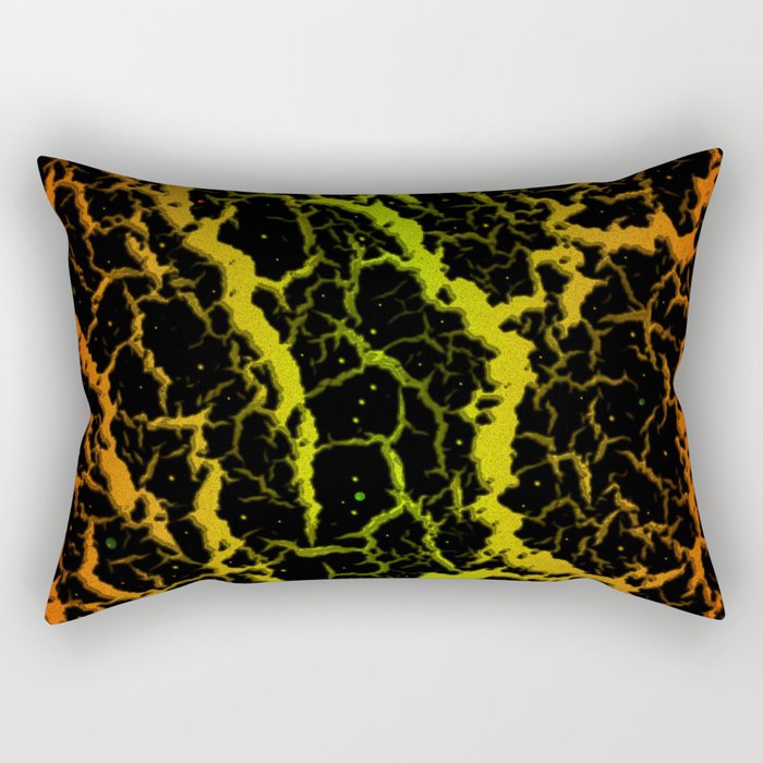 Cracked Space Lava - Orange/Lime Rectangular Pillow