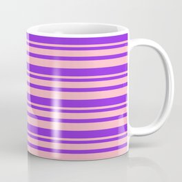 [ Thumbnail: Purple & Light Pink Colored Stripes/Lines Pattern Coffee Mug ]