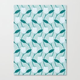 Tulip pattern in mint green Canvas Print