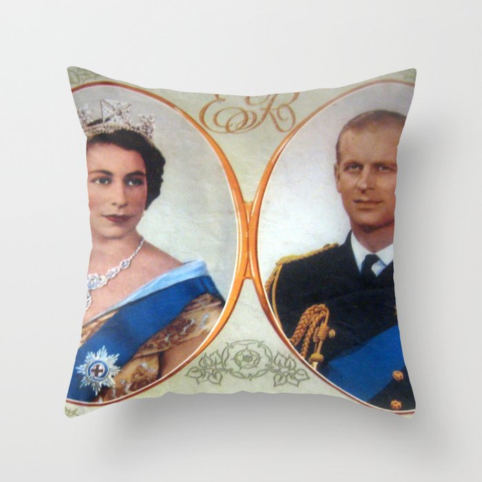 Queen Elizabeth 11 & Prince Philip in 1952 Throw Pillow