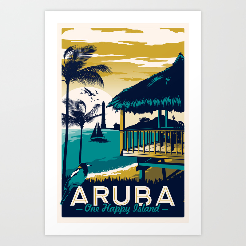 Aruba Vintage Travel Poster Art Print By Retroprints Society6