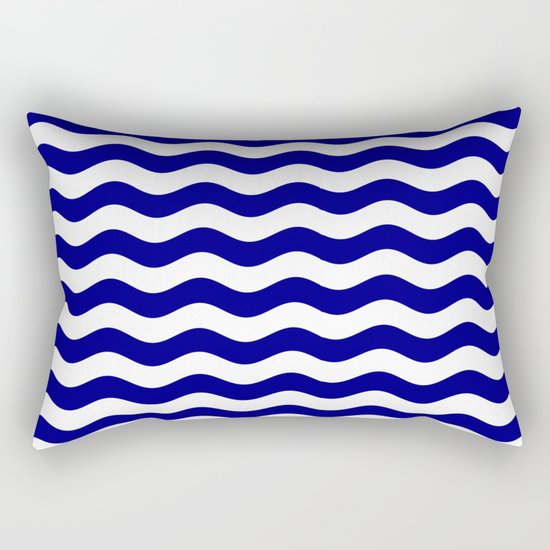 Wavy Stripes (Navy Blue/White) Rectangular Pillow