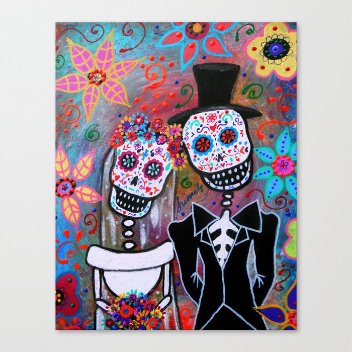 Day Of The Dead Wedding Couple Love Painting Magician Magic Canvas