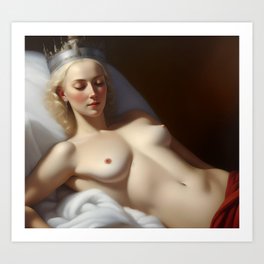 The princess bride figurative female reclining nude still life portrait painting Art Print