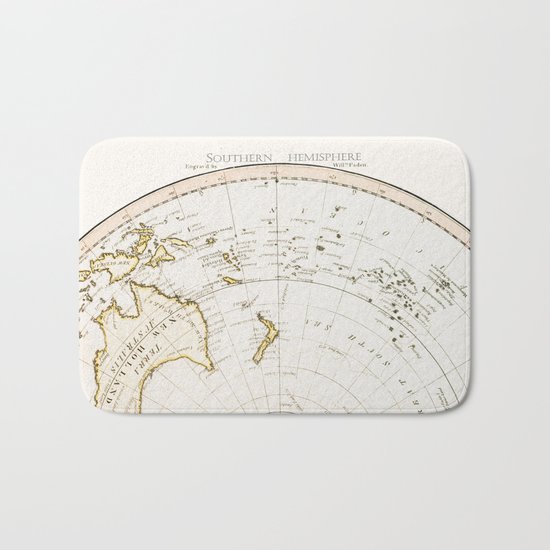 Southern Hemisphere - reproduction of William Faden's 1790 engraving Bath Mat