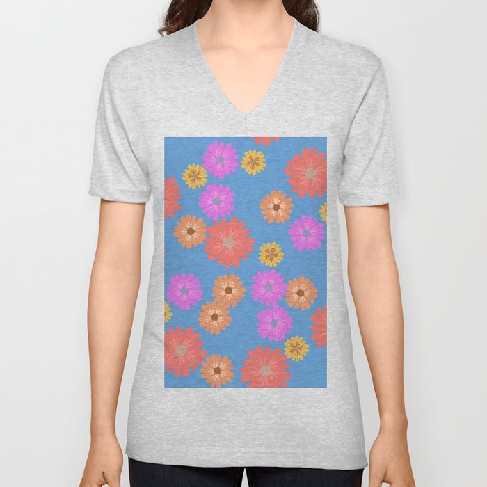 Wonderful Flowers V Neck T Shirt