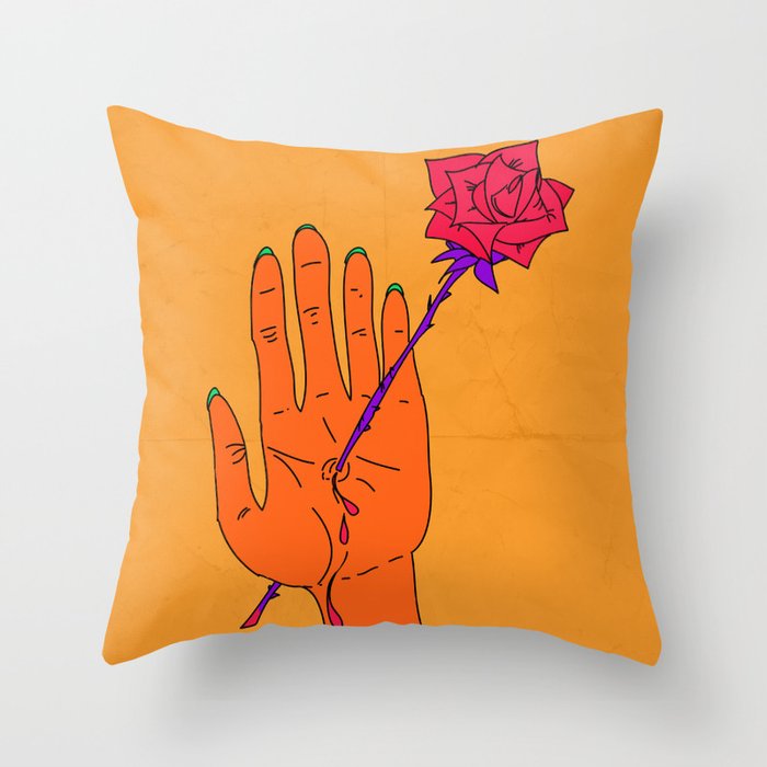 Wounded Hand - Golden yellow Throw Pillow