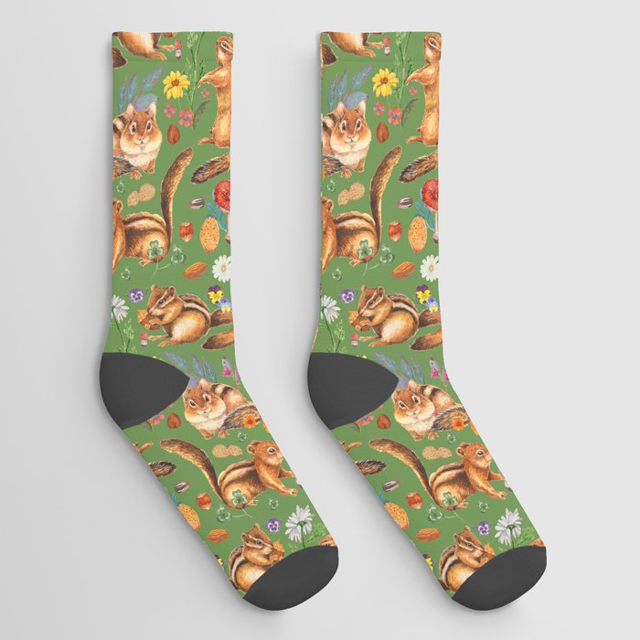Chipmunks friends - green Socks