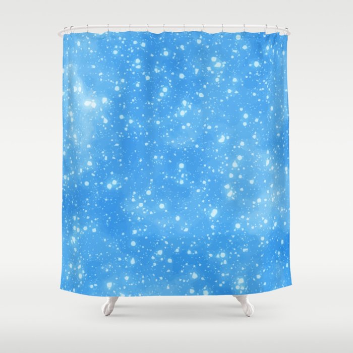Blue Abstract Sky Background With White Snowflake Shower Curtain