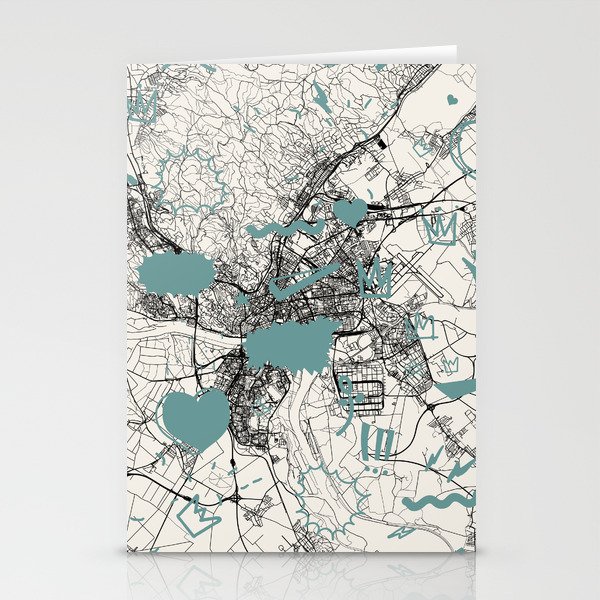 Bratislava, Slovakia - Map Collage Stationery Cards