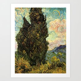 Vincent Van Gogh Two Cypresses  Art Print