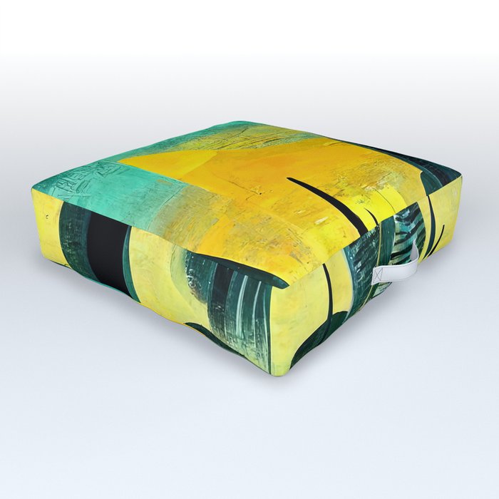 Abstract Futuristic Cityscape Outdoor Floor Cushion