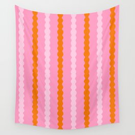 Pink and Orange, Wavy, Squiggle, Stripes Wall Tapestry