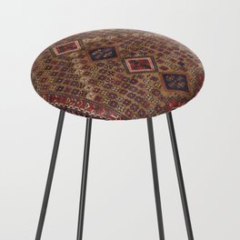 Antique Afshar Kirman Kilim Rug - Vintage Tribal Persian Carpet Counter Stool