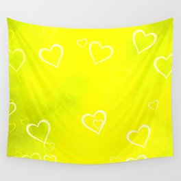 Lovely lemon yellow hearts Wall Tapestry