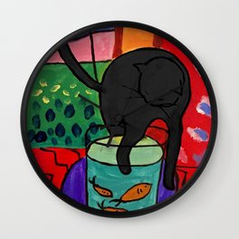 Black Cat with Red Fish- Henri Matisse Wall Clock