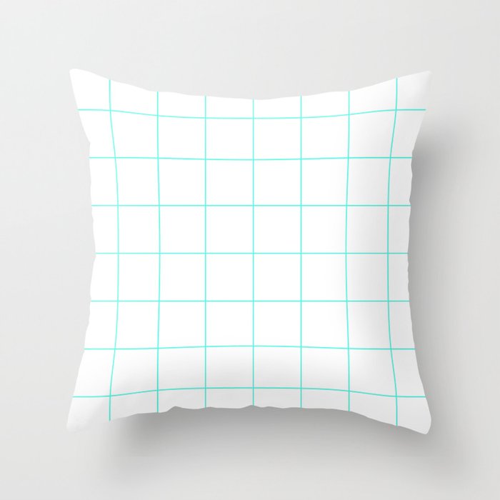 Graph Paper (Turquoise & White Pattern) Throw Pillow