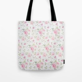 Elegant blush pink white vintage rose floral Tote Bag