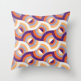 Here comes the sun // purple violet and orange 70s inspirational groovy geometric suns Throw Pillow