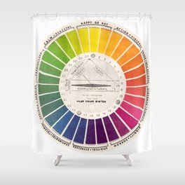 Vintage Color Wheel - Art Teaching Tool - Rainbow Mood Chart Pride Shower Curtain