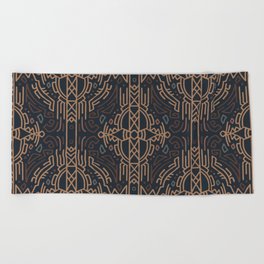 the gate to the treasure room pattern Beach Towel