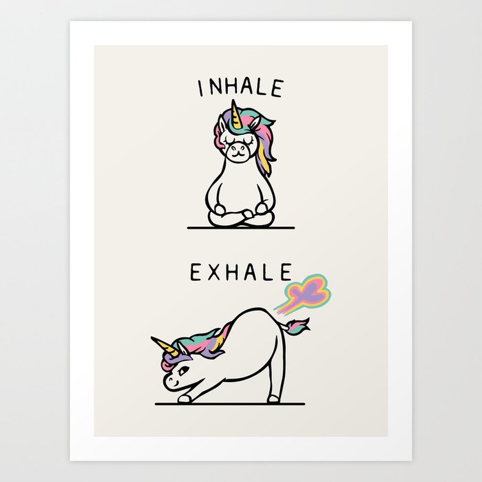 Inhale Exhale Unicorn Kunstdrucke