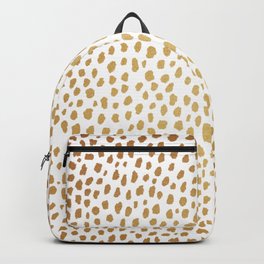 Gold Spots (gold/white) Backpack | White, Gold, Spots, Polka, Dots, Painting, Brown, Pattern 