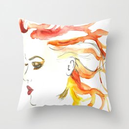 Fire Woman Throw Pillow