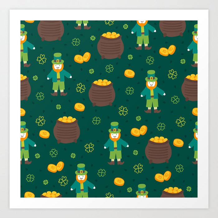St. Patrick's Day: Leprechauns and Pots of Gold Art Print