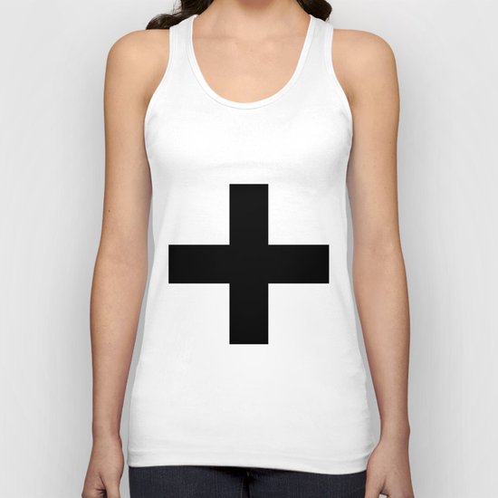 Black Plus on White /// www.pencilmeinstationery.com Unisex Tank Top