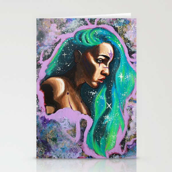 Galaxy Girl Series 2 Jade Stationery Cards By Pixiecatarts