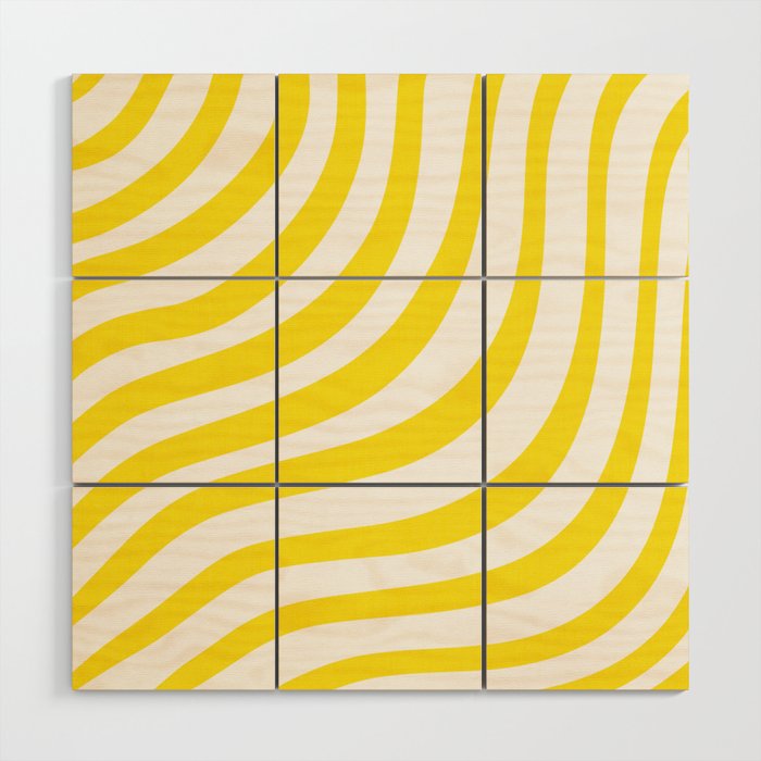 Yellow and White Stripes Wood Wall Art