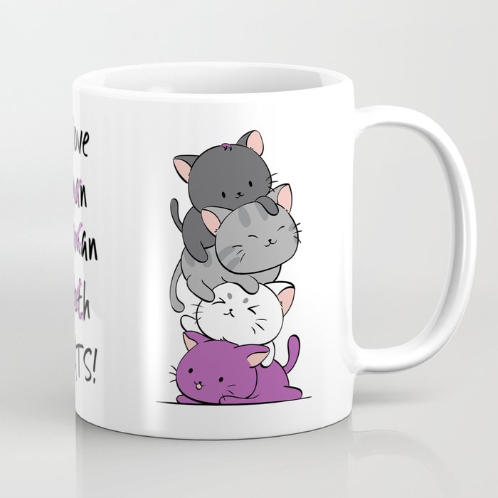 Asexual Pride Cats Anime - Ace Pride Cute Kitten Stack Coffee Mug