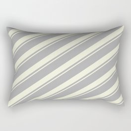 [ Thumbnail: Dark Gray & Beige Colored Striped/Lined Pattern Rectangular Pillow ]