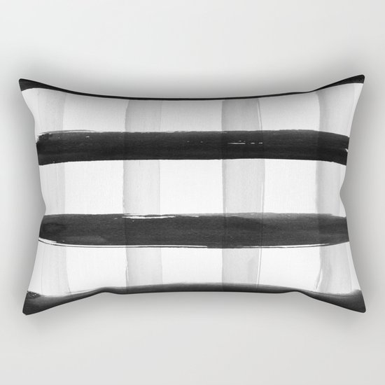 Black and White Brush Strokes Rectangular Pillow