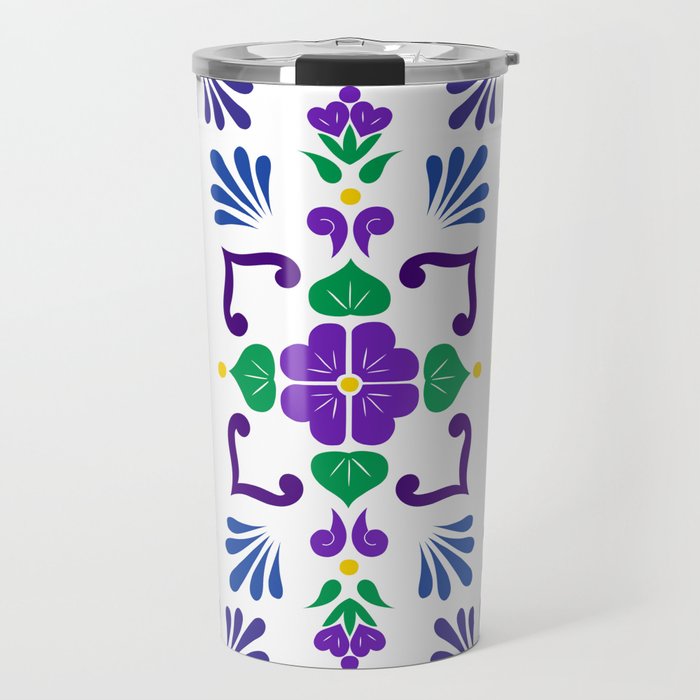 Purple 2, Framed Talavera Flower Travel Mug