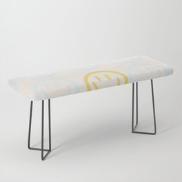 Preppy Smiley Face - Blue and Yellow Bench