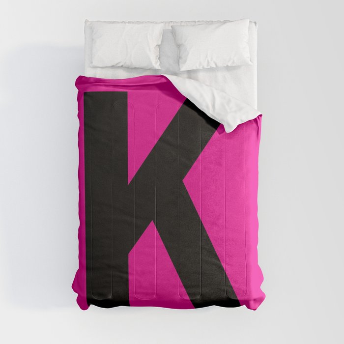 Letter K (Black & Magenta) Comforter